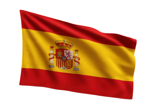 Waving flag of Spain isolated on transparent background, vibrant colors, detailed - Powered by Adobe