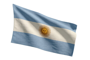 Argentina flag isolated on transparent background, detailed and realistic image