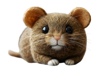 Catnip mouse toy with felt ears isolated on white background