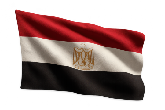 Egypt waving flag with transparent background, national symbol cut-out, isolated