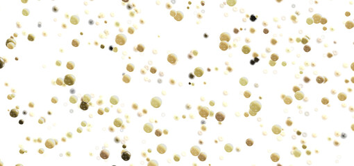 Beautiful golden pearls floating on white. Perfect for luxury, elegance, and celebration themes.