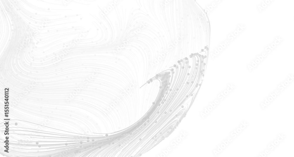 Poster Modern abstract background with flowing grey lines and dots. Perfect for tech, design, and presentation.