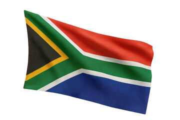 Fototapeta premium South African flag waving isolated on transparent background, national symbol