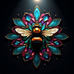 Bumblebee in Jewel-Toned Mandala