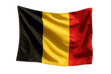 Waving Belgium flag on transparent background, isolated cut-out image, national