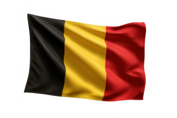 Waving flag of Belgium isolated on a transparent background, national symbol