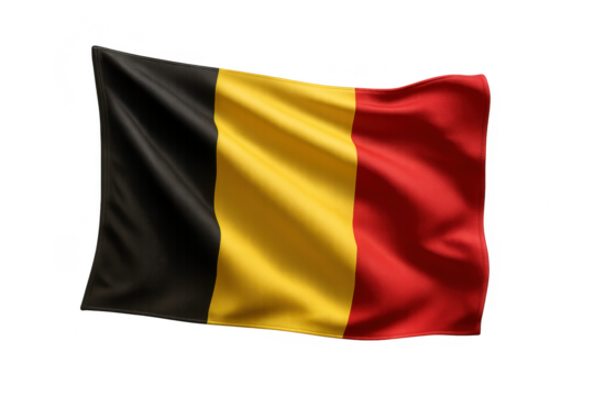 Waving flag of Belgium isolated on a transparent background, national symbol - Powered by Adobe