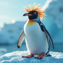 Majestic King Penguin with Striking Orange Crest