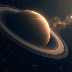 Stunning Detailed View of a Ringed Gas Giant Planet in Space
