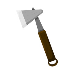 Hiking axe with wooden handle and metal blade