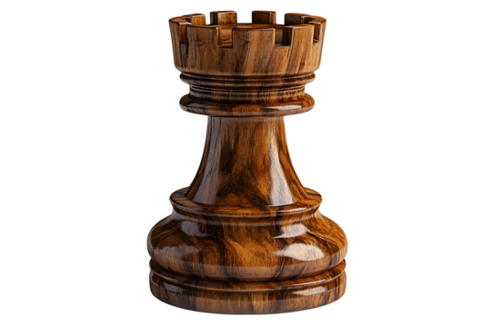 Chess king piece carved in wood strategy game element isolated on white background