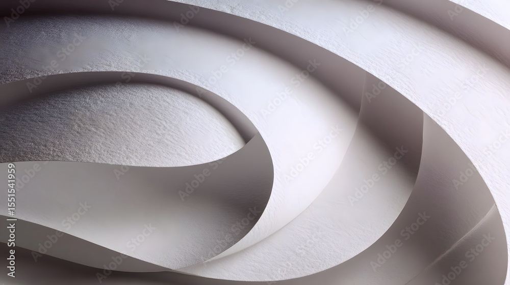 Poster Minimal abstract composition featuring layered paper textures in soft muted white tones with subtle lighting and depth creating a modern soothing art background