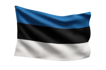 Waving Estonia flag isolated on transparent background, national symbol cutout
