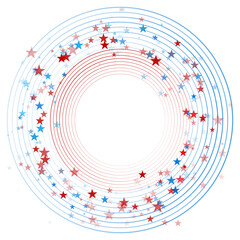 Linear circles and stars USA flag abstract American colors background. Independence Day modern vector design