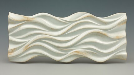 Fototapeta premium Sculptural Ceramic Wave Panel: A Study in Texture and Form