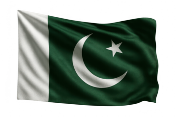 Pakistan flag waving, isolated on transparent background, detailed render