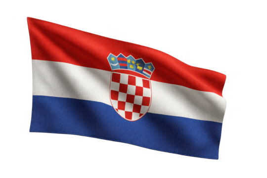 Realistic flag of Croatia isolated on a transparent background, national symbol