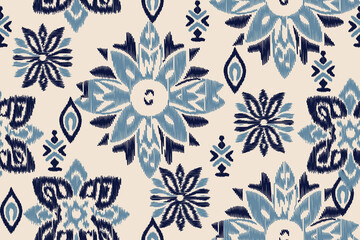 Ikat paisley embroidery on the fabric in Indonesia,India and asian countries.geometric ethnic oriental seamless pattern.Aztec style. illustration.design for texture,fabric,clothing,wrapping,carpet