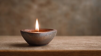 Happy Diwali Burning Flame in Oil Lamp illuminating warm inviting ambiance for relaxation