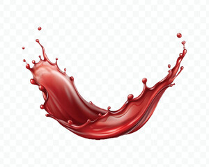 realistic  3d dynamic splash of liquid red wine in curve style isolated on transparent background
