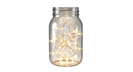 Fairy lights in a mason jar 3d rendered isolated on white background