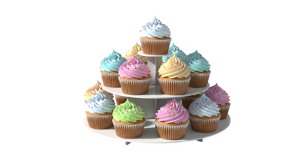 Cupcake tiered display 3d rendered isolated on white background