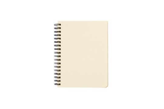 Cream Colored Lined Notebook With A Black Spiral Binding Is Isolated On A Transparent Background