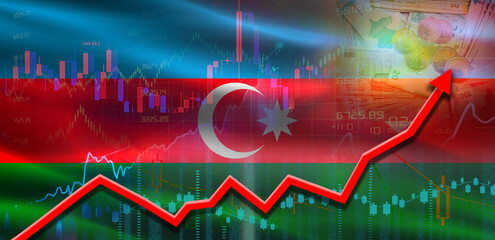 Azerbaijan financial growth on market graph. Azerbaijan economic growth on financial graph