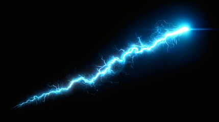 Blue Lightning Bolt on Black Background