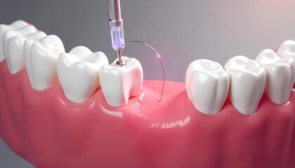 Gum correction surgery with laser. Dental 3D illustration, dental procedure, created with generative ai
