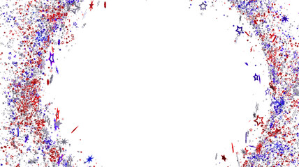 Festive border of red, white, and blue confetti stars. Perfect for celebrations!