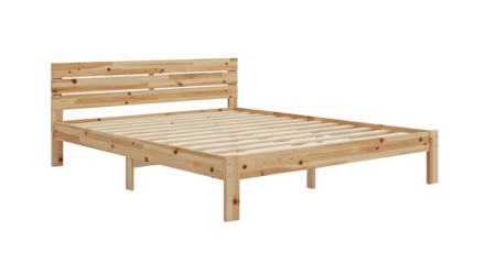 Light wood platform bed 3d rendered isolated on white background