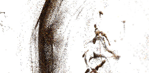 High-res image of brown glitter particles dispersed on white. Ideal for design projects.