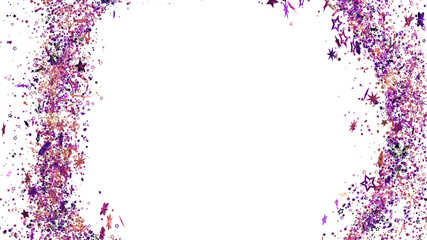 Sparkling purple and gold glitter stars create a festive border, perfect for invitations, cards, and more!