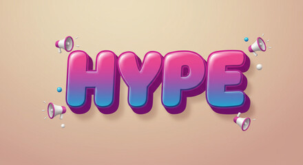 Fototapeta premium Hype Text Effect Vibrant Gradient 3D Letters Design