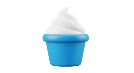 Blue cup with soft serve ice cream 3d rendered isolated on white background
