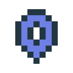 Pixel icon of location in blue color