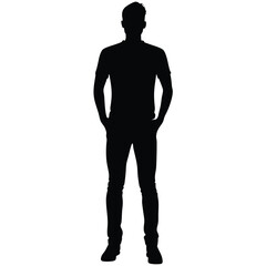 Male Silhouette Full Body Man Standing With Hands in Pockets