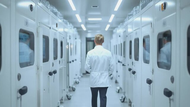 Scientific Expedition: A researcher embarks on a scientific journey within a cutting-edge research facility, embodying dedication and exploring.