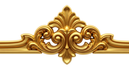 Ornate gold baroque trim 3d rendered isolated on white background