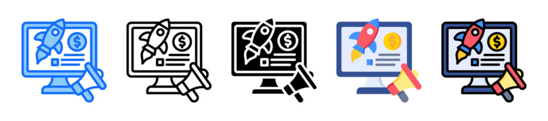 Campaign Launch Icon Set Collection Multiple Style 