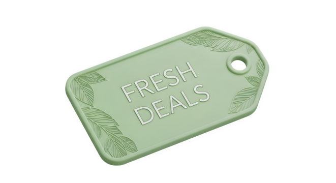 Fresh Deals Tag 3d rendered isolated on white background