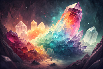 Bright colors abstract background of translucent crystals that create depth and intrigue in digital art