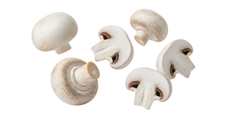 White button mushrooms isolated on white background