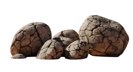 Group of weathered rocks 3d rendered isolated on white background