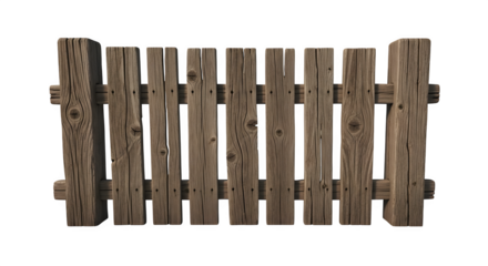 Wooden fence section 3d rendered isolated on white background