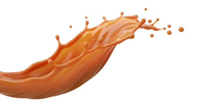 Orange juice splash 3d rendered isolated on white background - Powered by Adobe