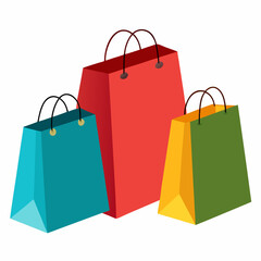 Flat paper shopping bags icon &ndash; vector illustration for retail, ecommerce, packaging, or fashion store design. Perfect for minimal sticker sets or shop branding.