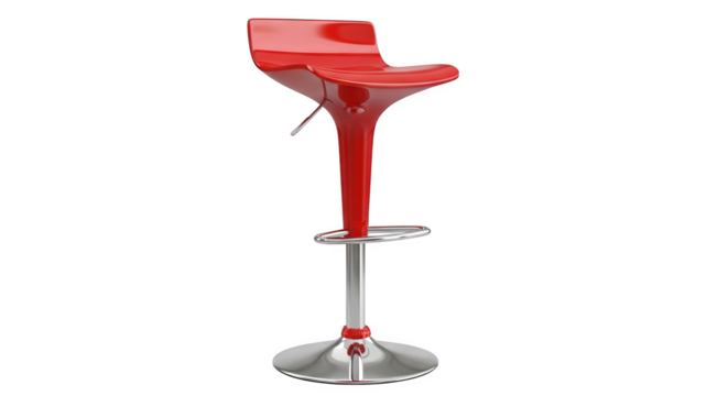 Red modern bar stool 3d rendered isolated on white background