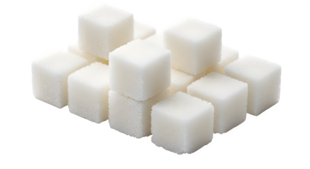 Sugar cubes stacked isolated on white background